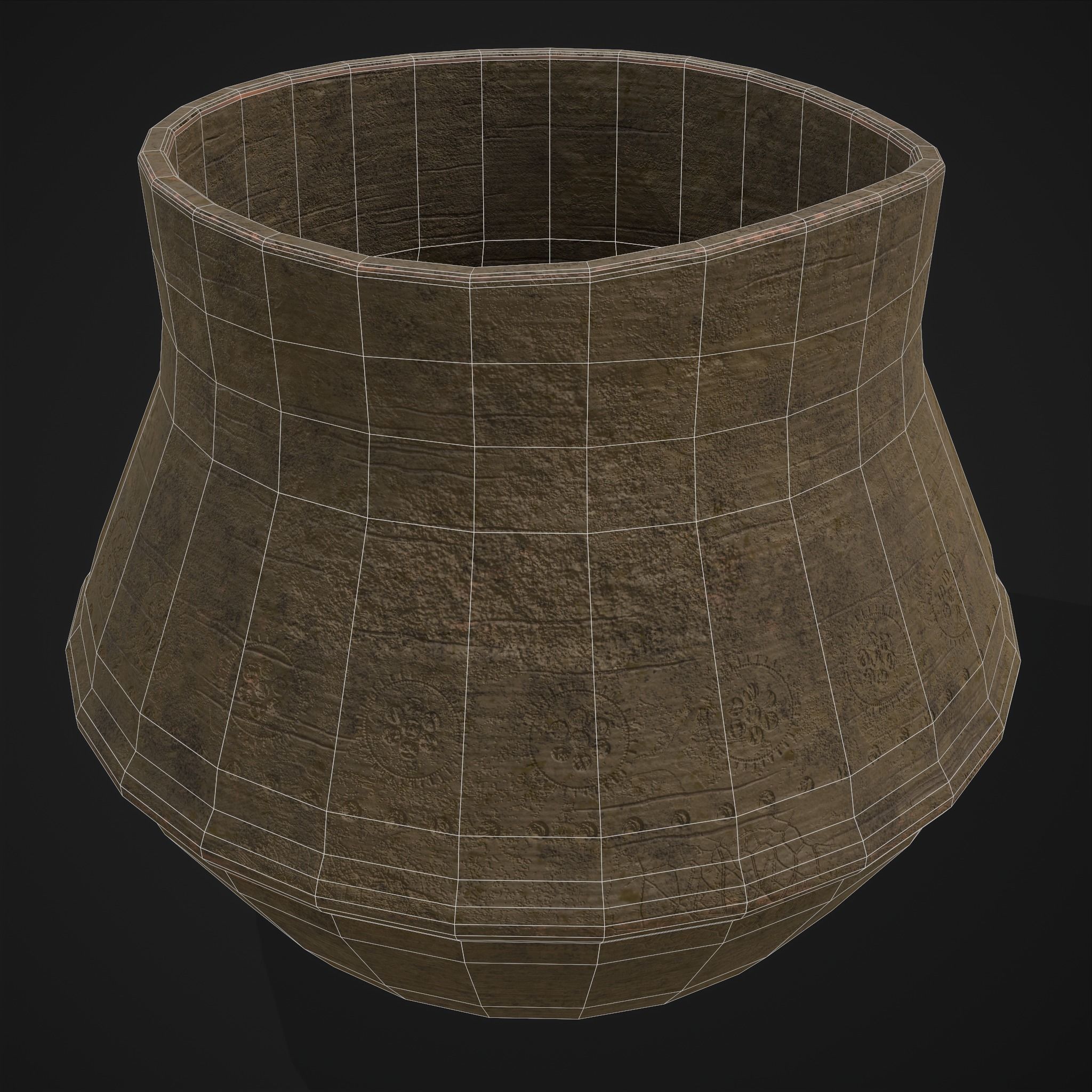 Ornate pottery Cup Low-poly 3D model_17