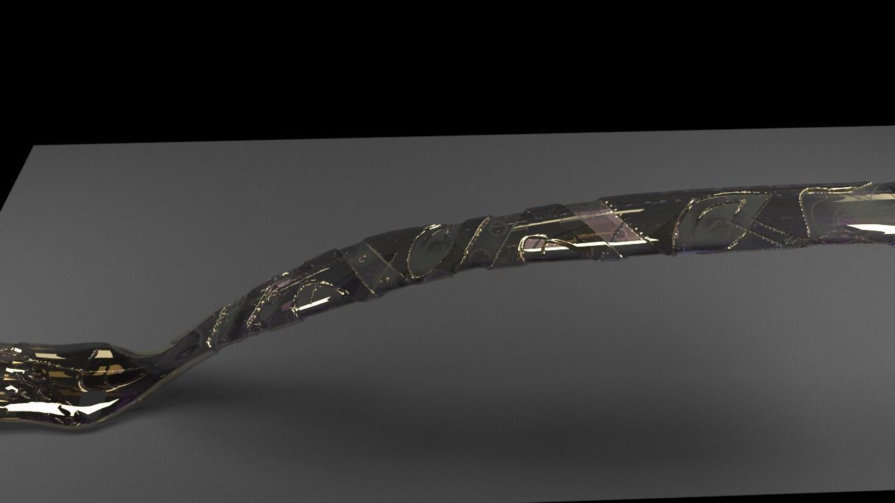 decorated fork Low-poly 3D model_4