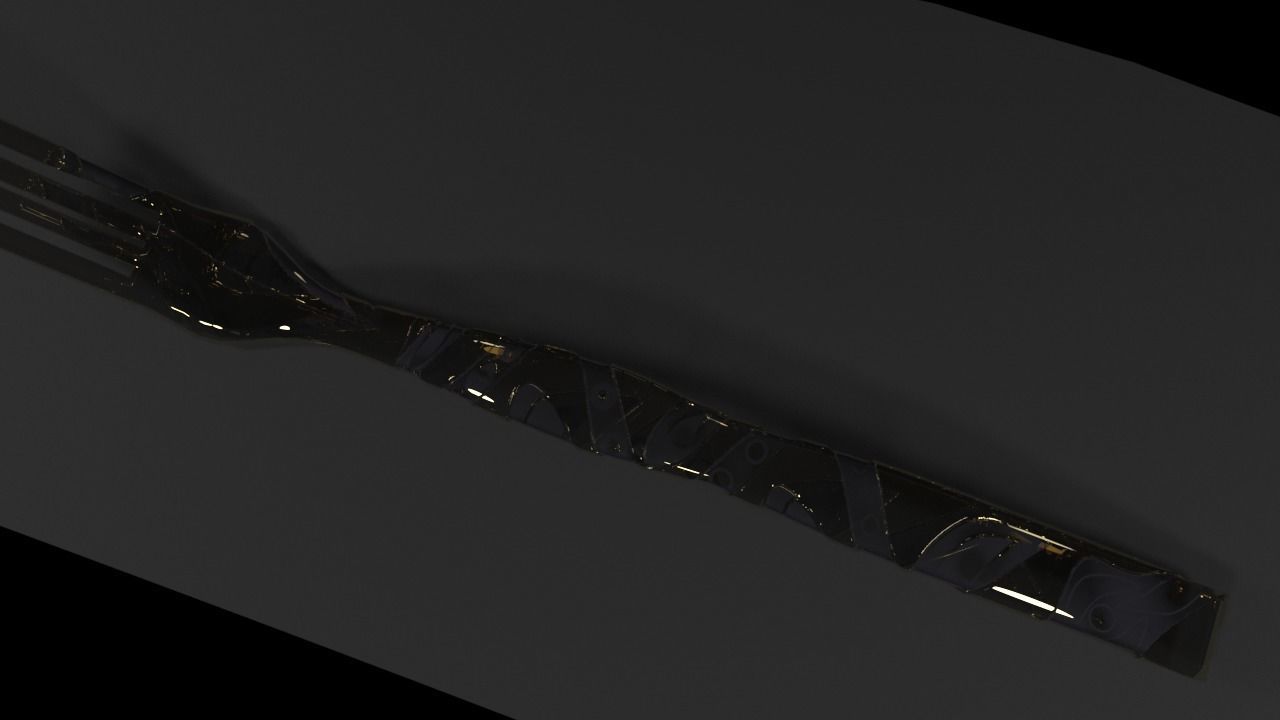 decorated fork Low-poly 3D model_6