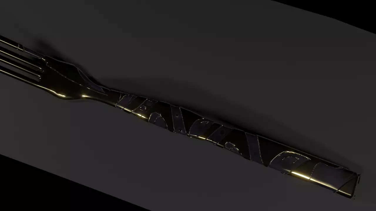 decorated fork Low-poly 3D model_0