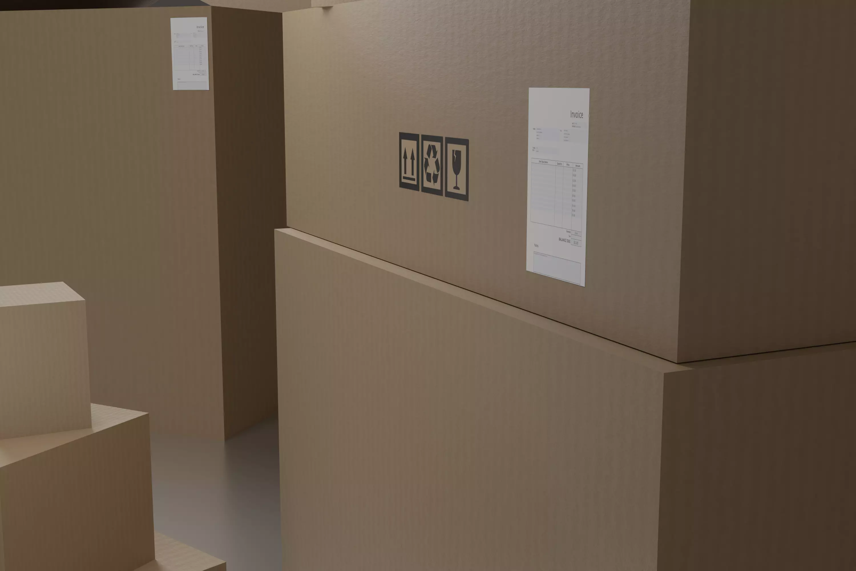 Lowpoly Cardboard Boxes Low-poly 3D model_0