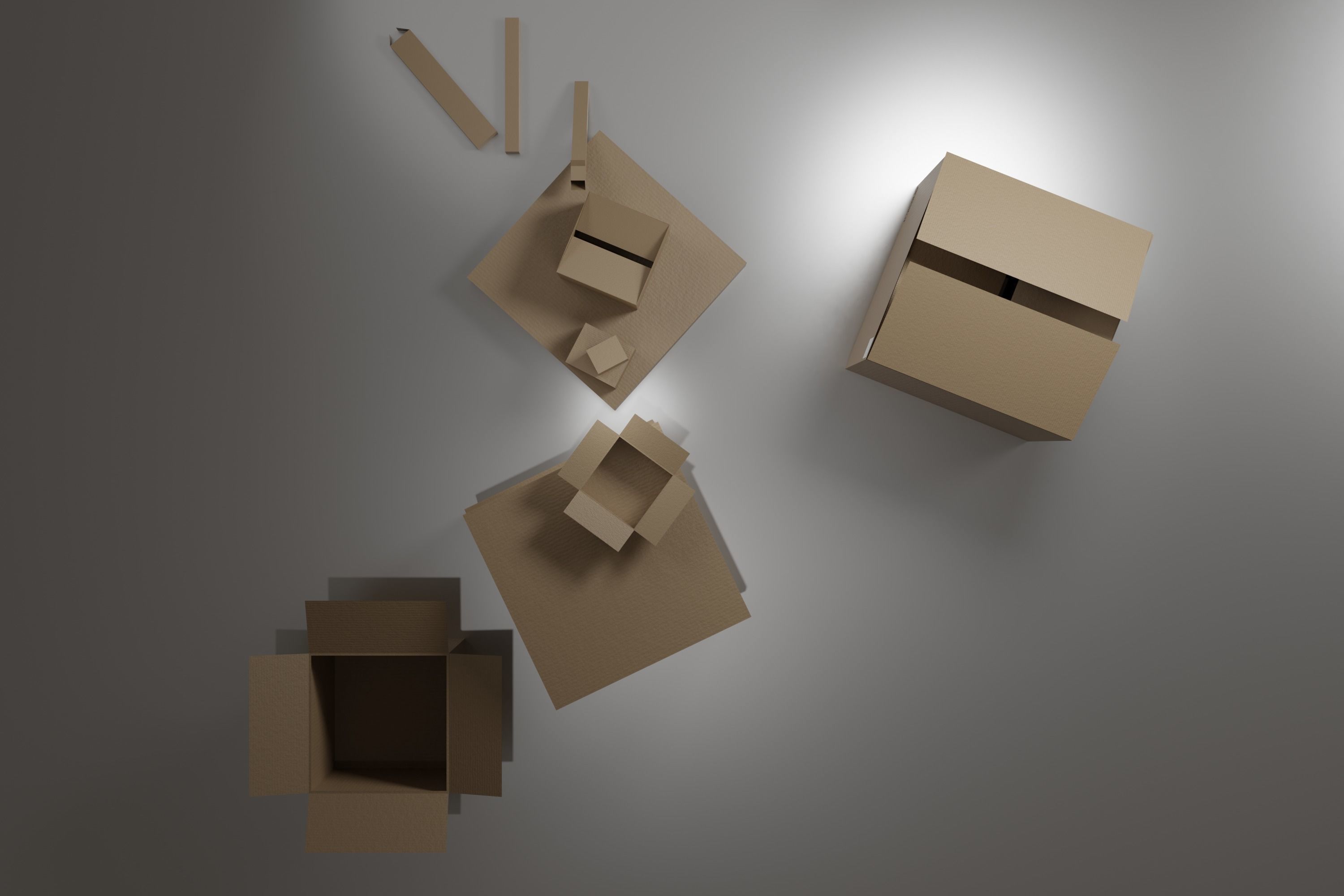 Lowpoly Cardboard Boxes Low-poly 3D model_2