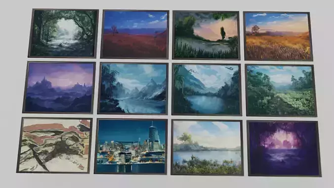 Framed Paintings 12 Pack CC0 Royaltie free Artwork 