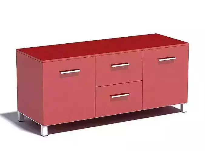 Red Metal Drawers Freestanding Cupboard