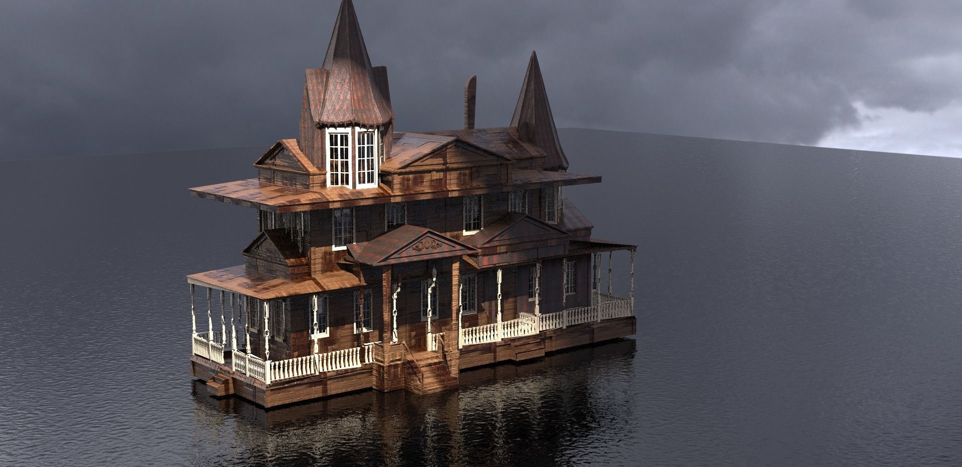  Victorian Mansion Christmas 3D model_1