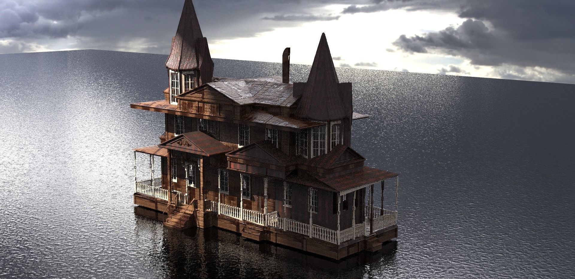  Victorian Mansion Christmas 3D model_2