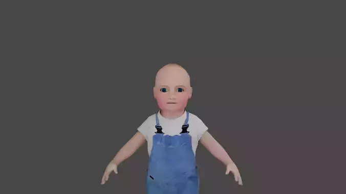 Adorable Cartoon Baby Model - Perfect for Rhymes and Animations Low-poly 3D model