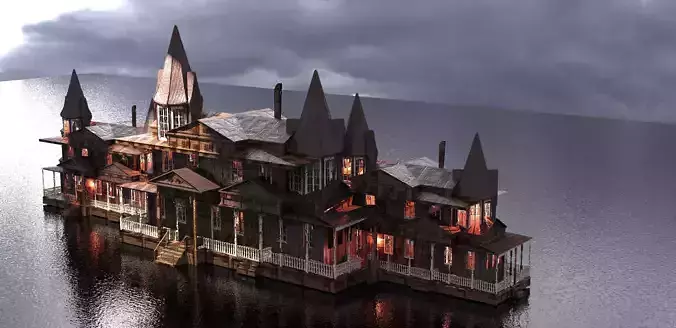 Victorian Mansion Christmas large