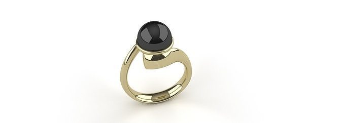 Ladies Pearl Ring Size 7 White Pearl Black Pearl Womens Luxury 3D print model