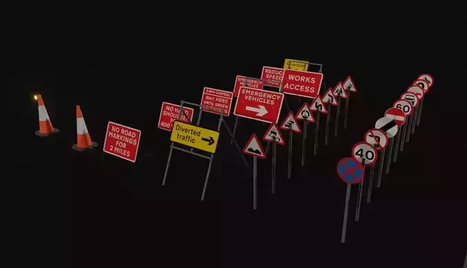 UK Road Signs Pack 3D model