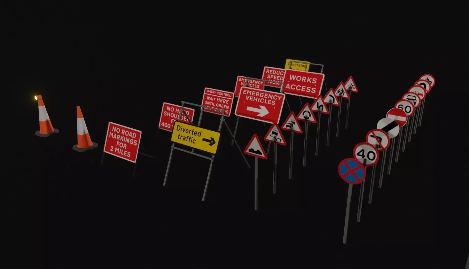 UK Road Signs Pack 3D model_0