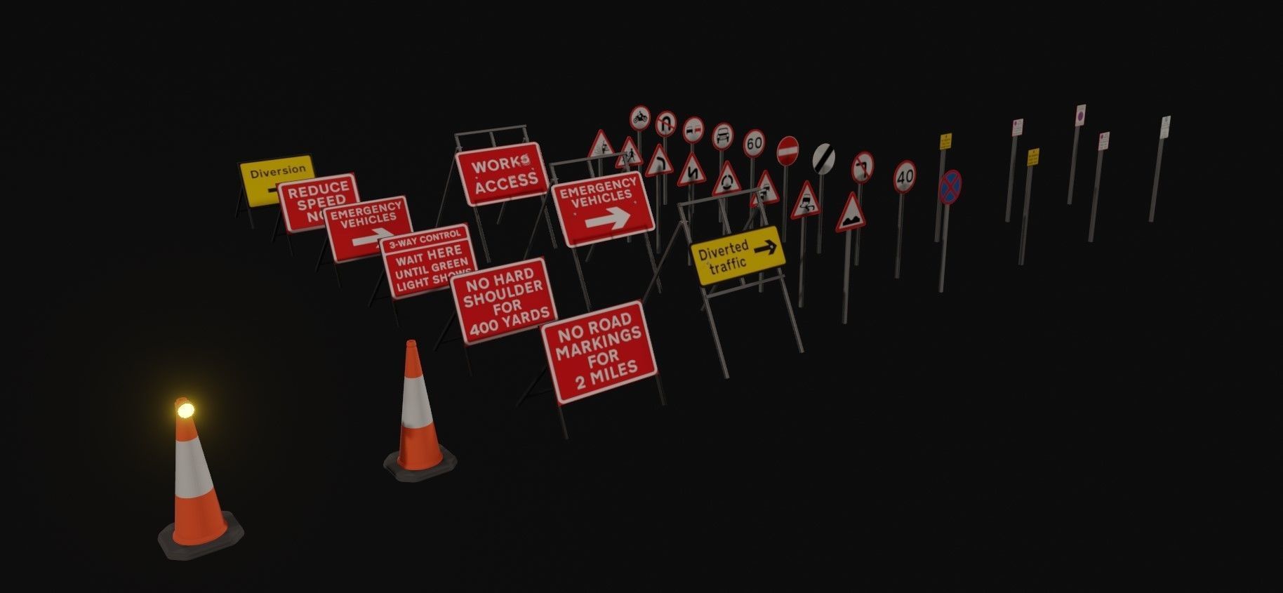 UK Road Signs Pack 3D model_9