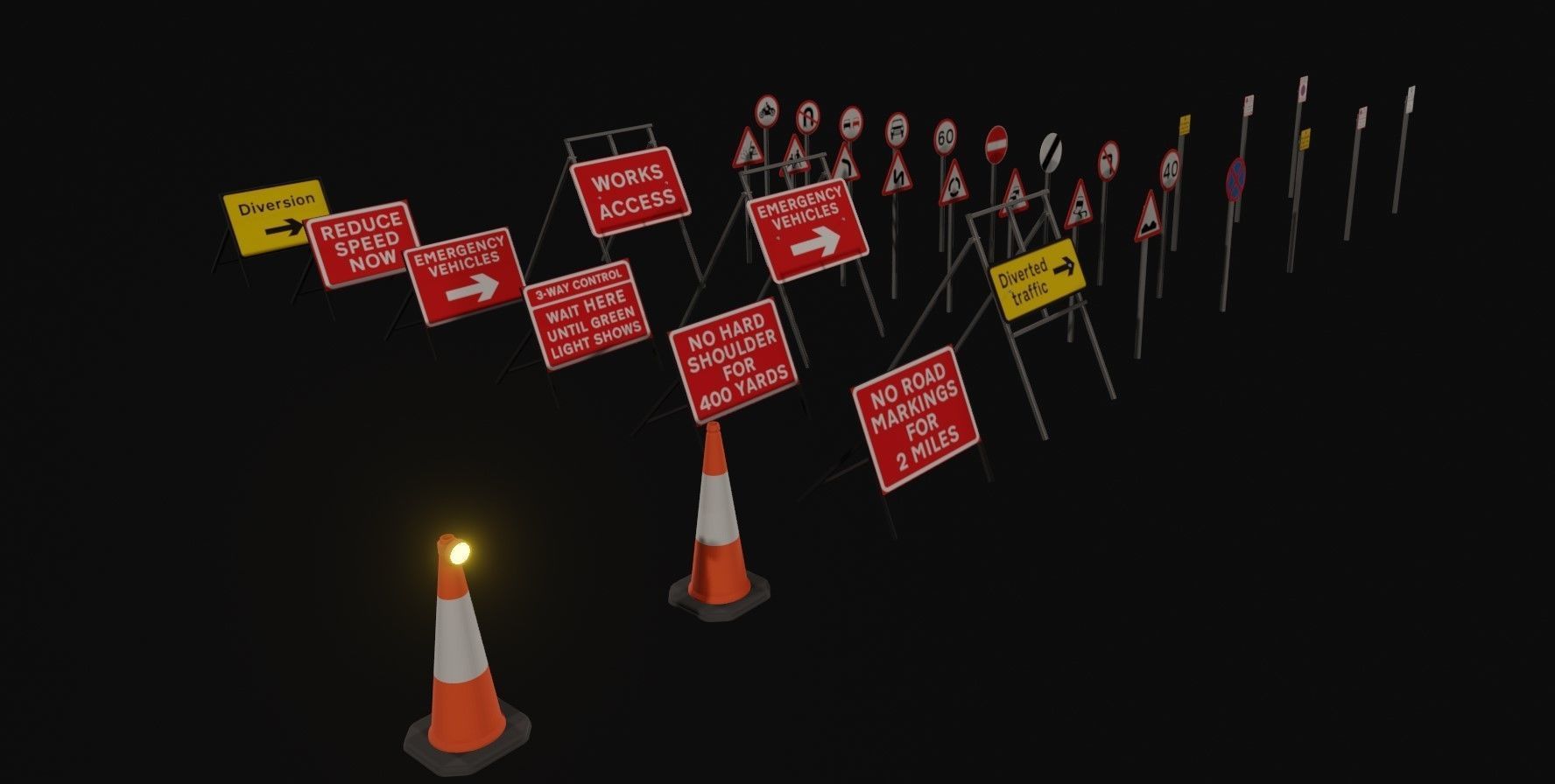 UK Road Signs Pack 3D model_6