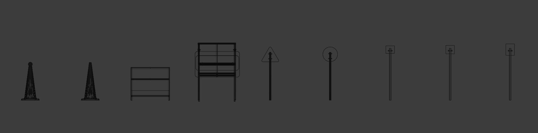 UK Road Signs Pack 3D model_12