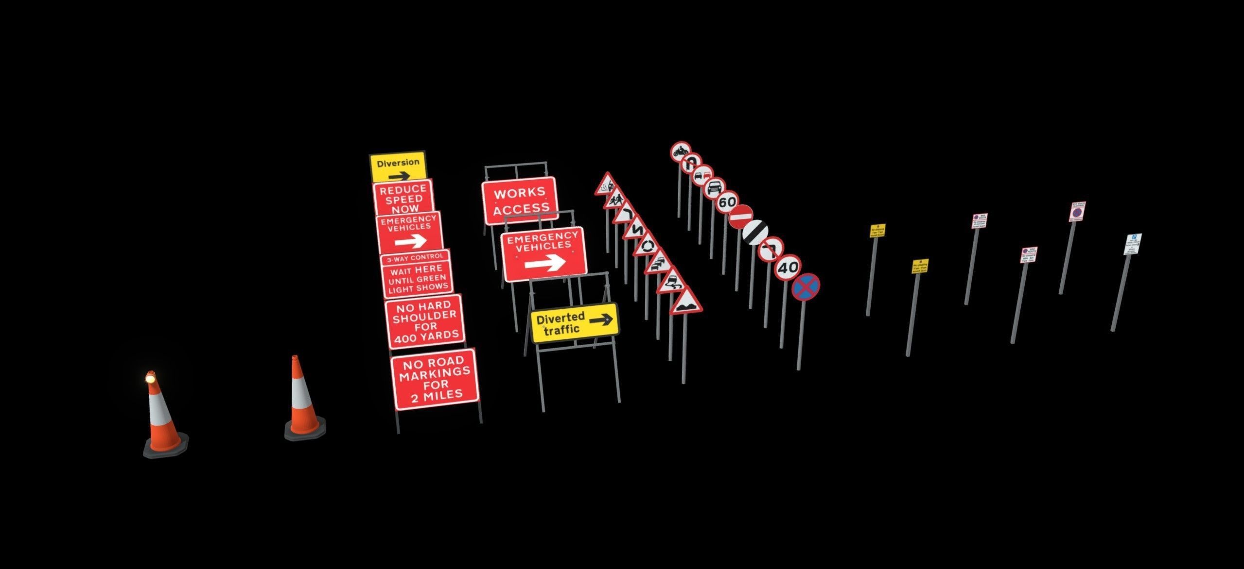 UK Road Signs Pack 3D model_3