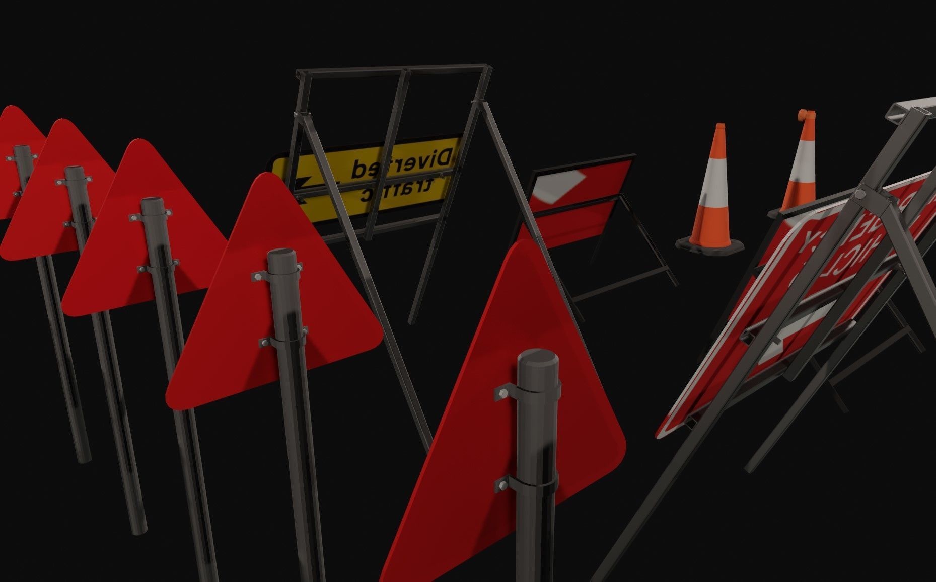 UK Road Signs Pack 3D model_5