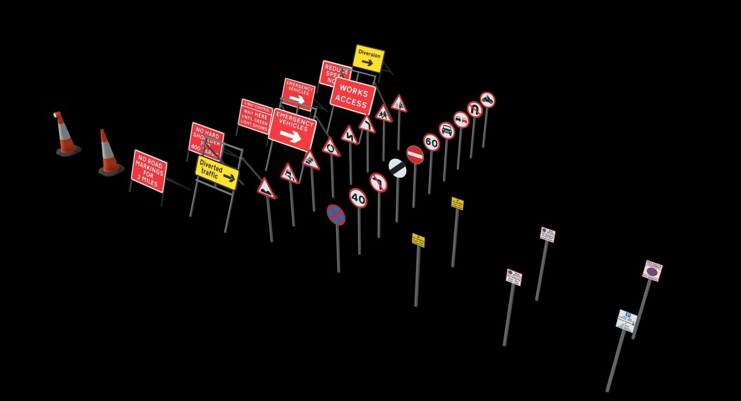 UK Road Signs Pack 3D model_1
