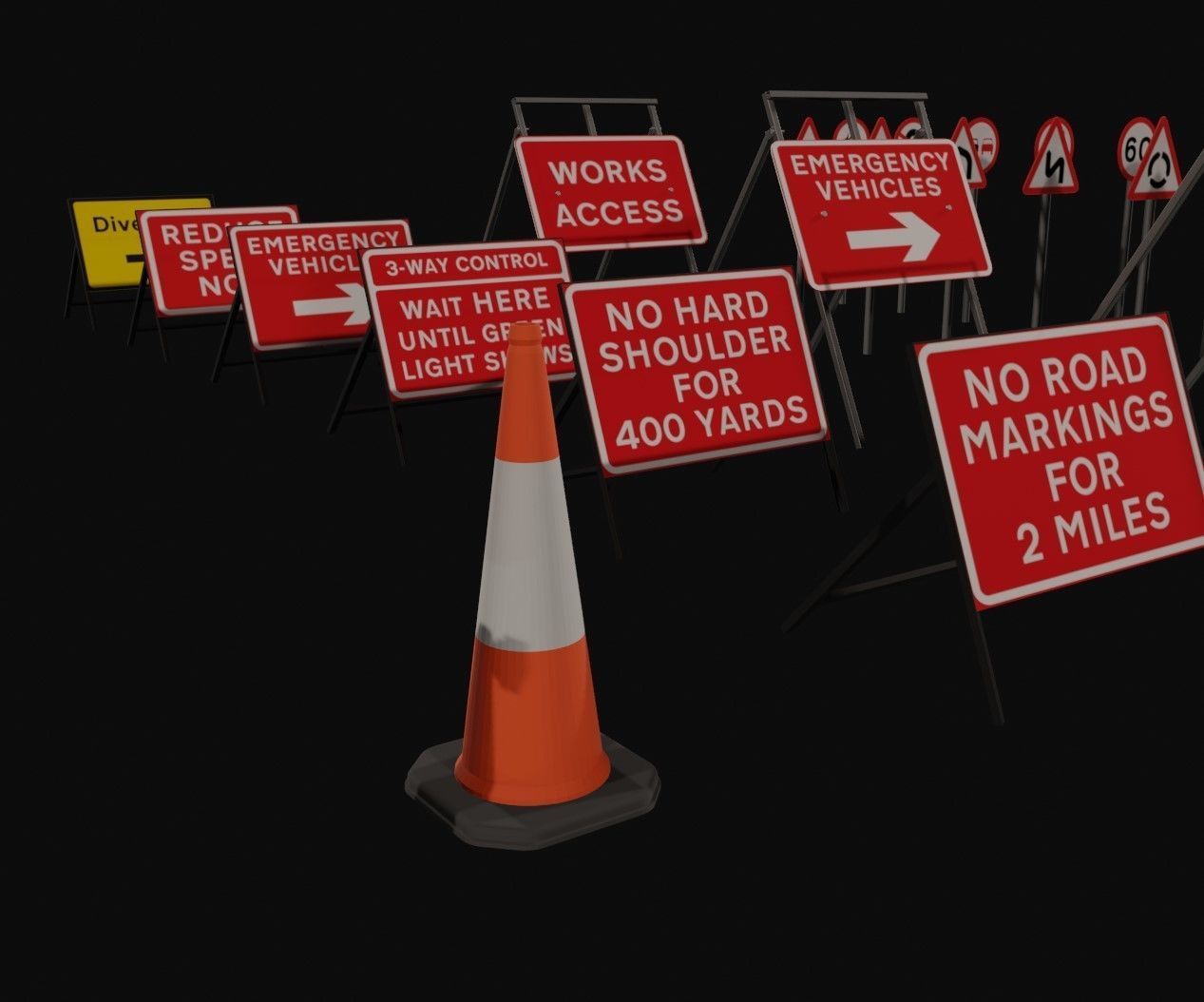 UK Road Signs Pack 3D model_2