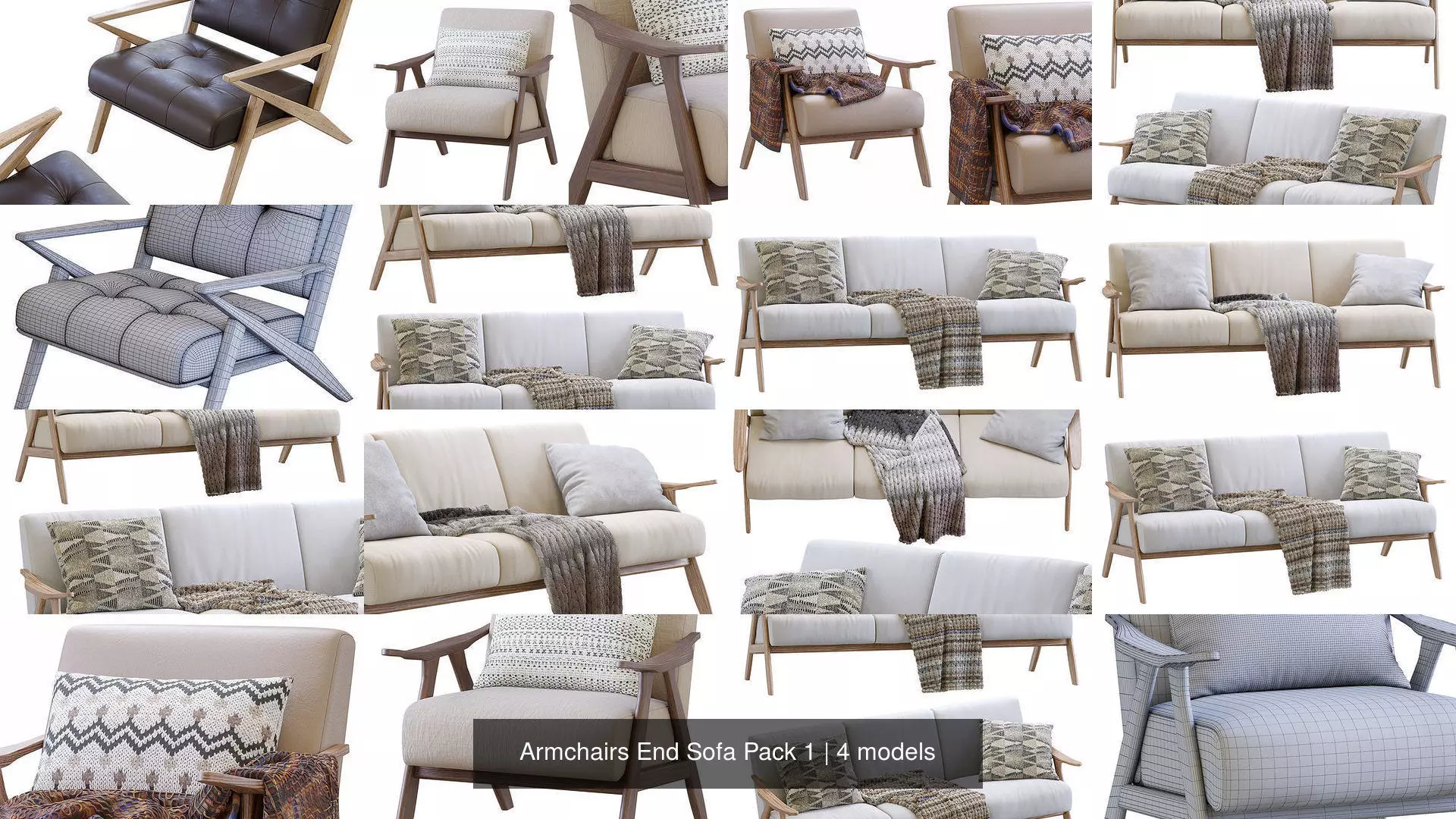 Armchairs End Sofa Pack 1 3D Model Collection_0