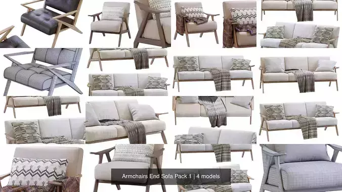 Armchairs End Sofa Pack 1 3D Model Collection