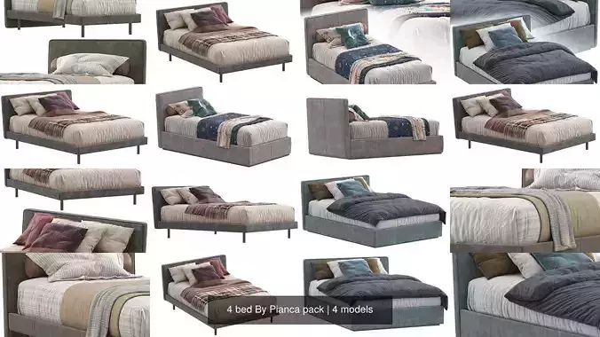 4 bed By Pianca pack 3D Model Collection
