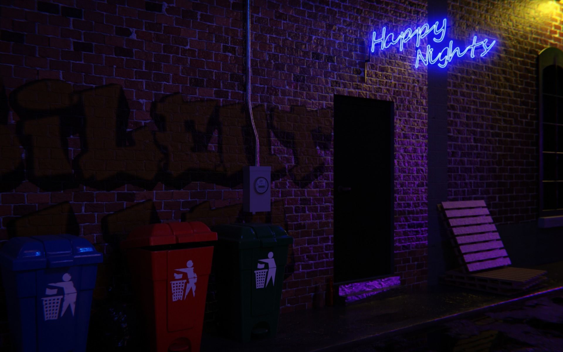 Alley 3d Scene Low-poly 3D model_17