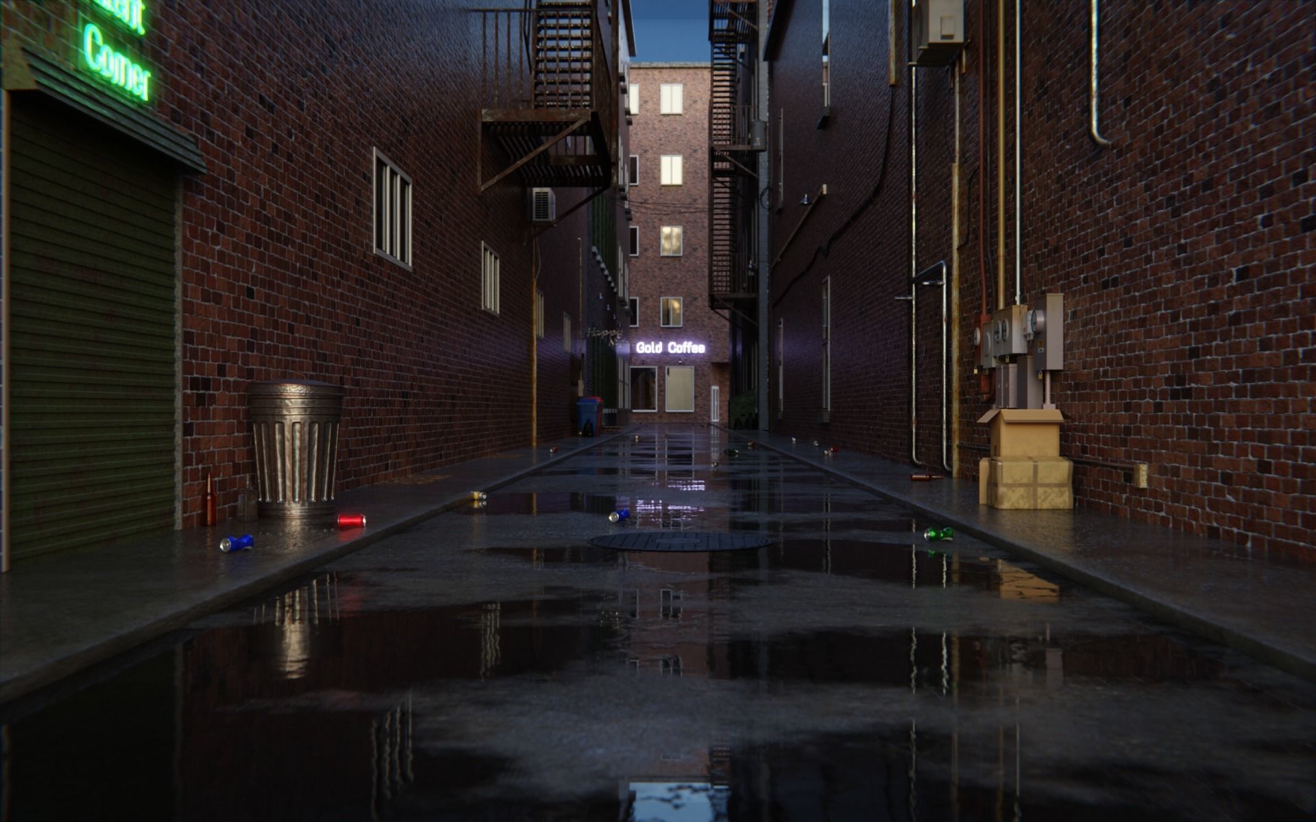 Alley 3d Scene Low-poly 3D model_10