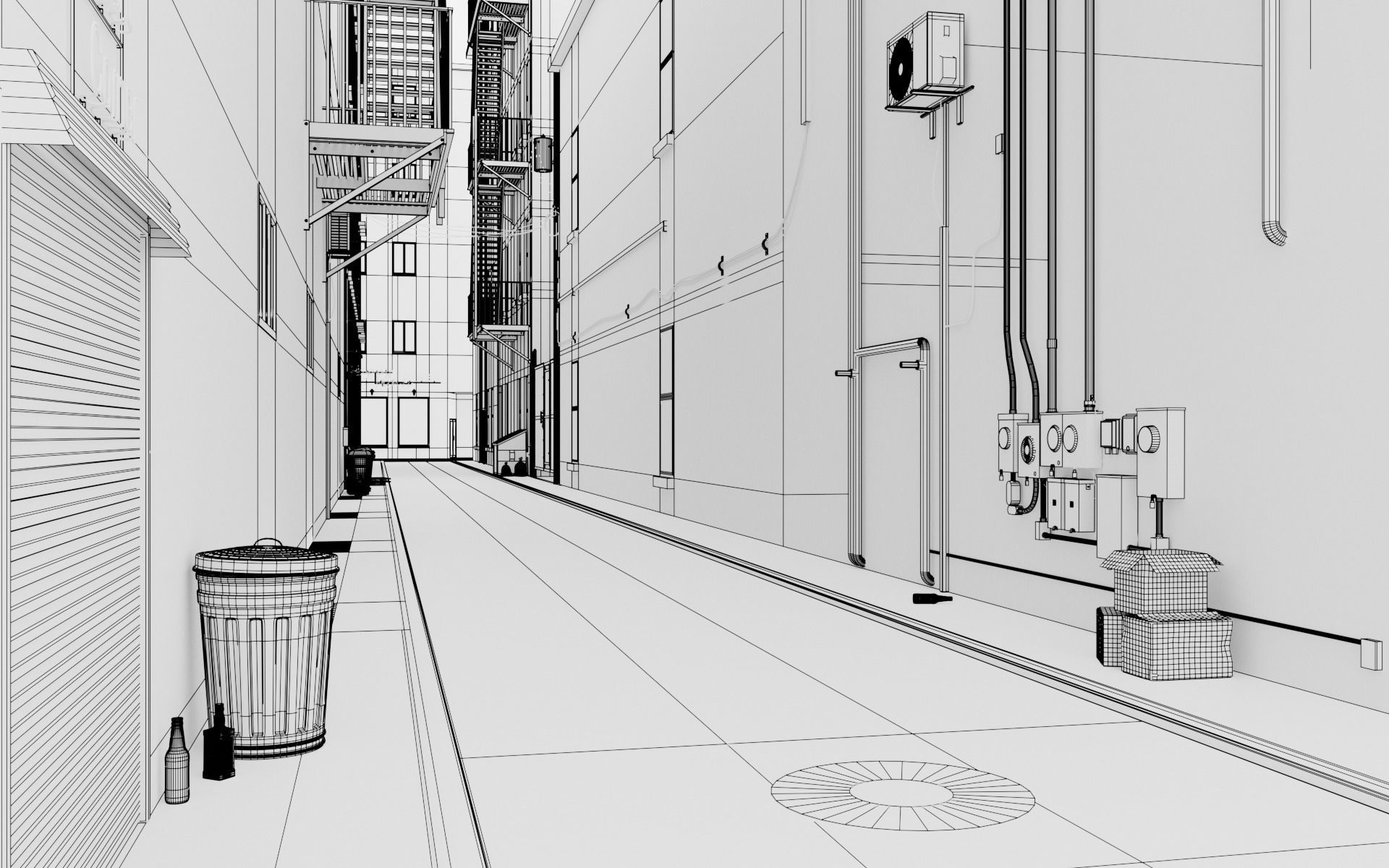 Alley 3d Scene Low-poly 3D model_18