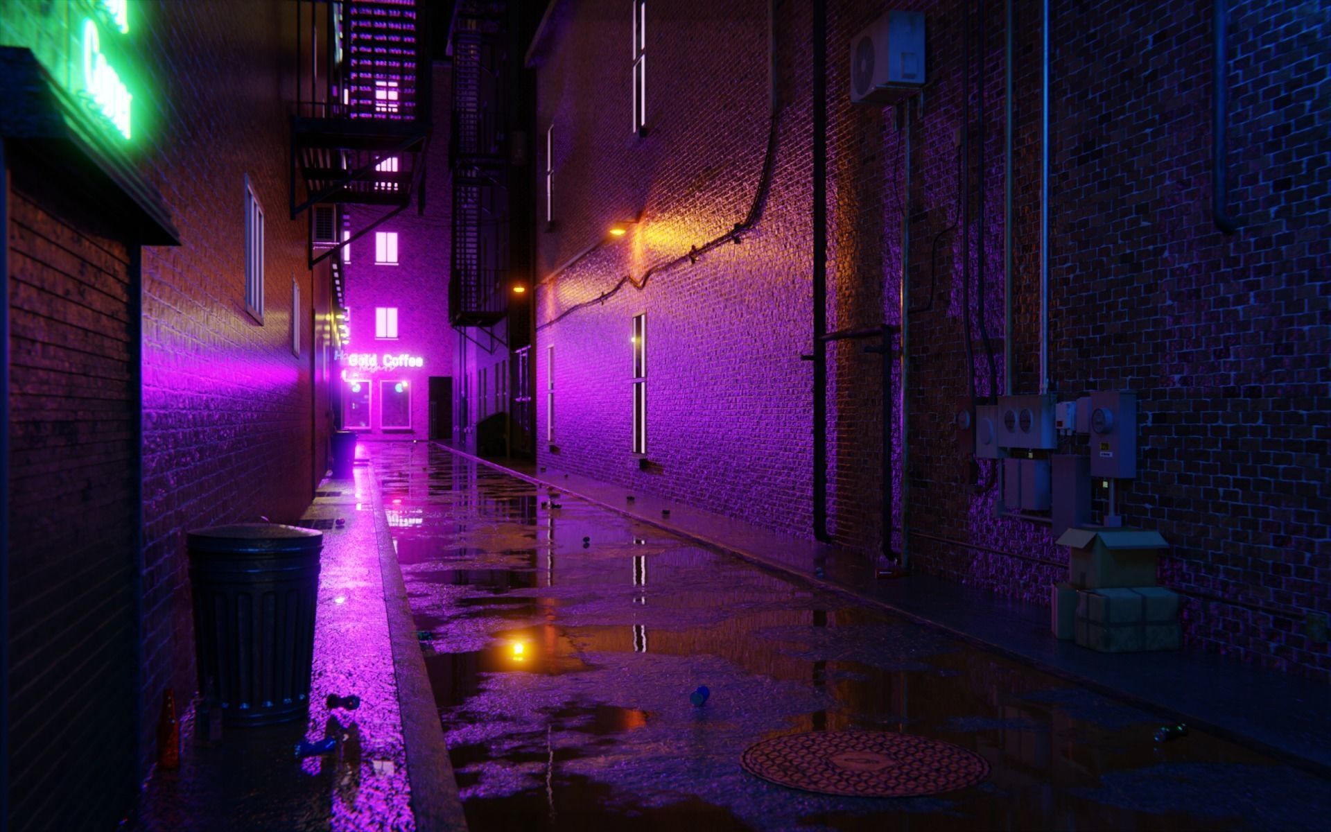 Alley 3d Scene Low-poly 3D model_13