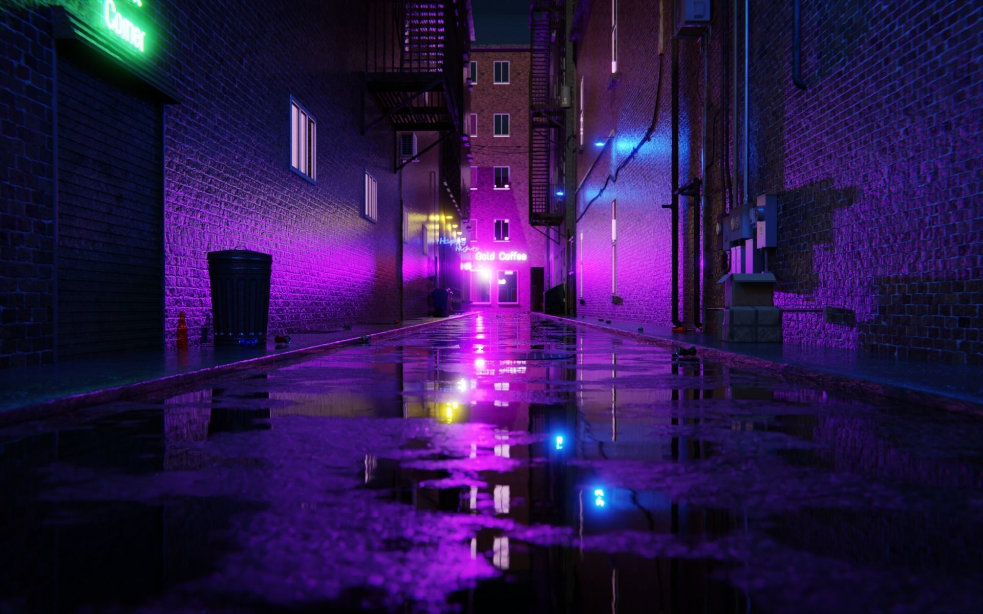 Alley 3d Scene Low-poly 3D model_6