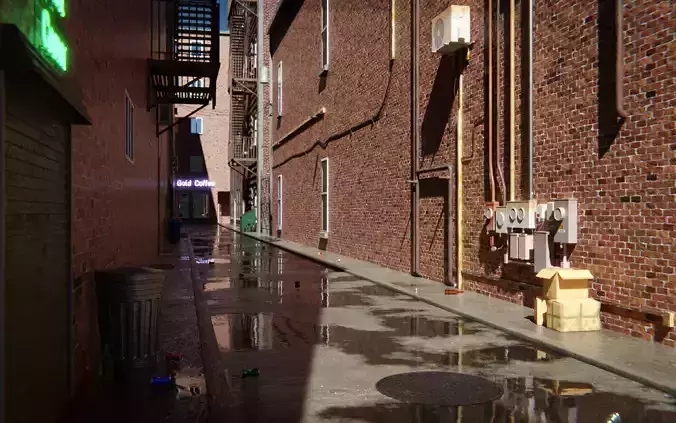 Alley 3d Scene Low-poly 3D model