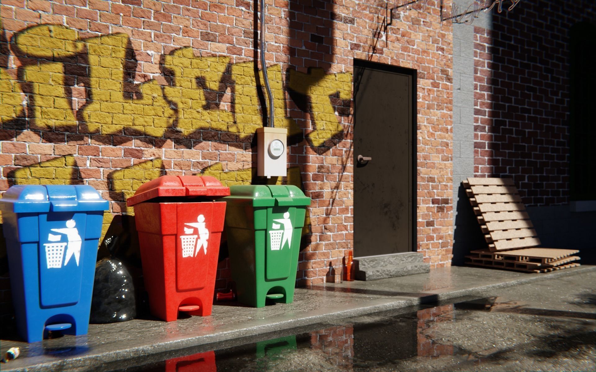 Alley 3d Scene Low-poly 3D model_8