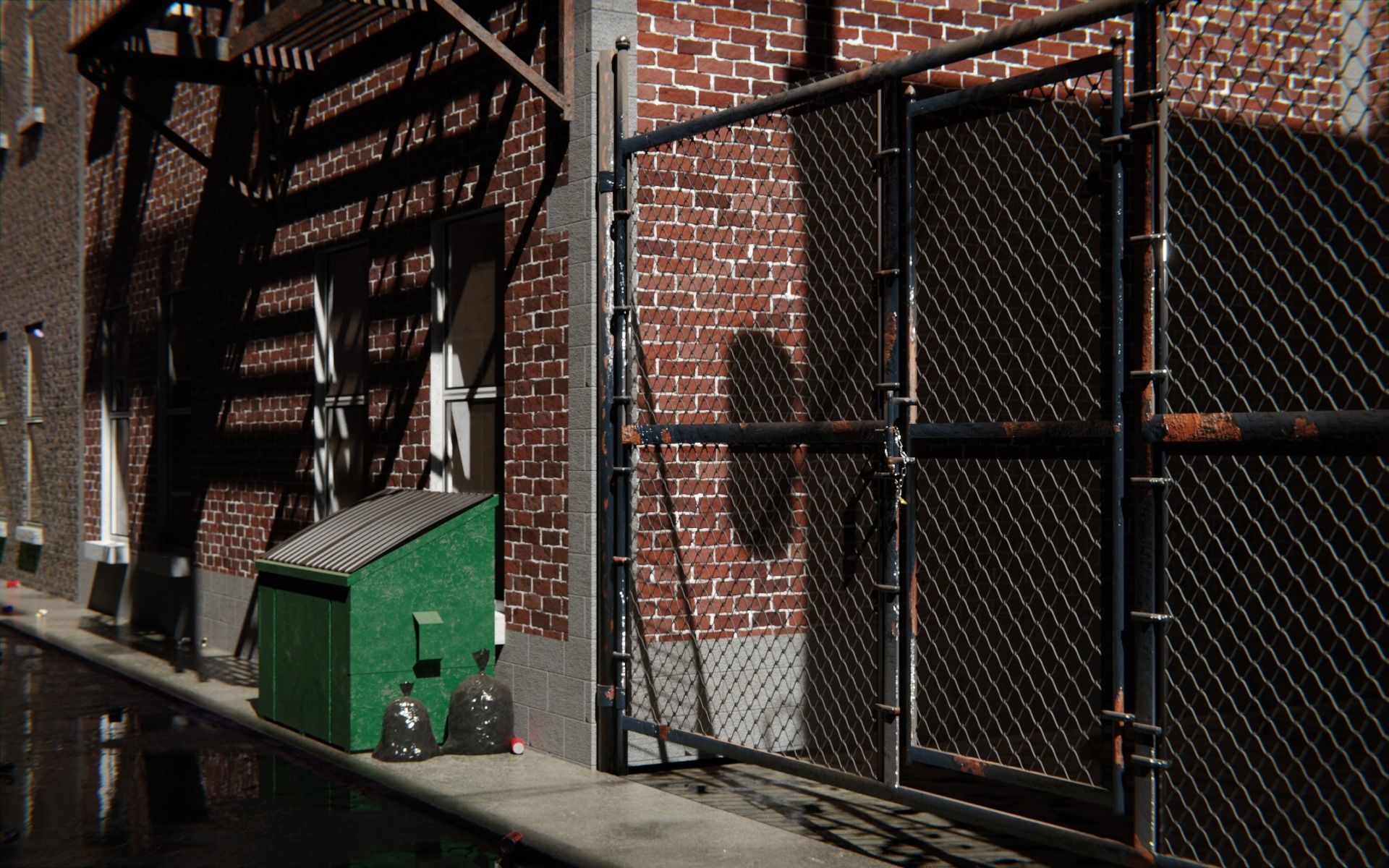 Alley 3d Scene Low-poly 3D model_7