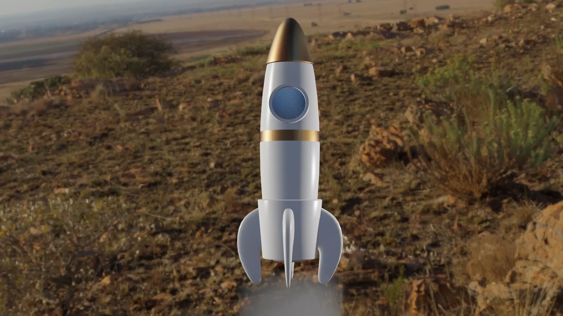 rocket in desert 3D model_0