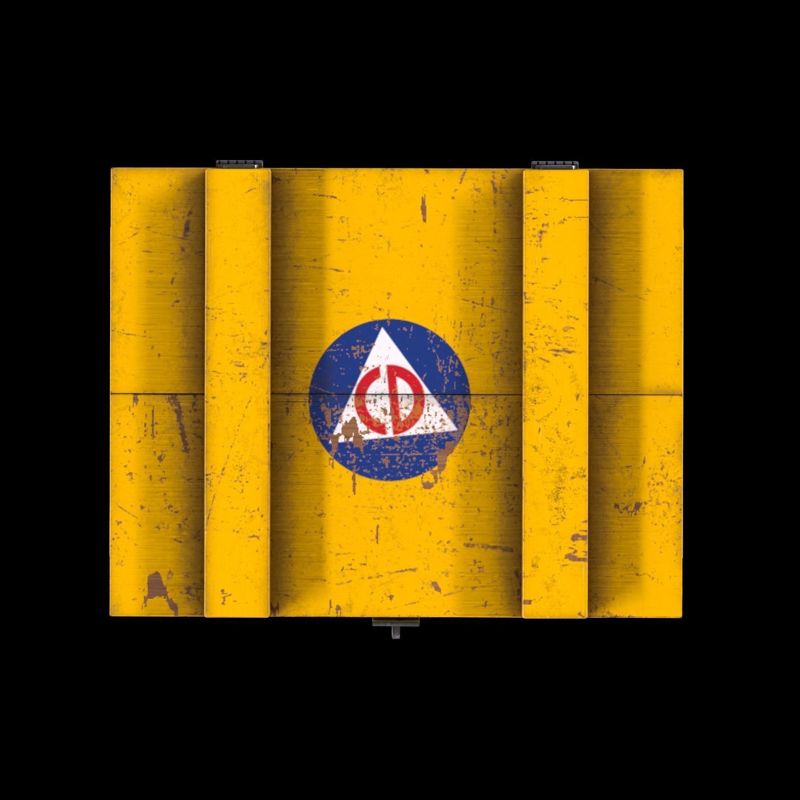 Wooden Civil Defense Crate Low-poly 3D model_4