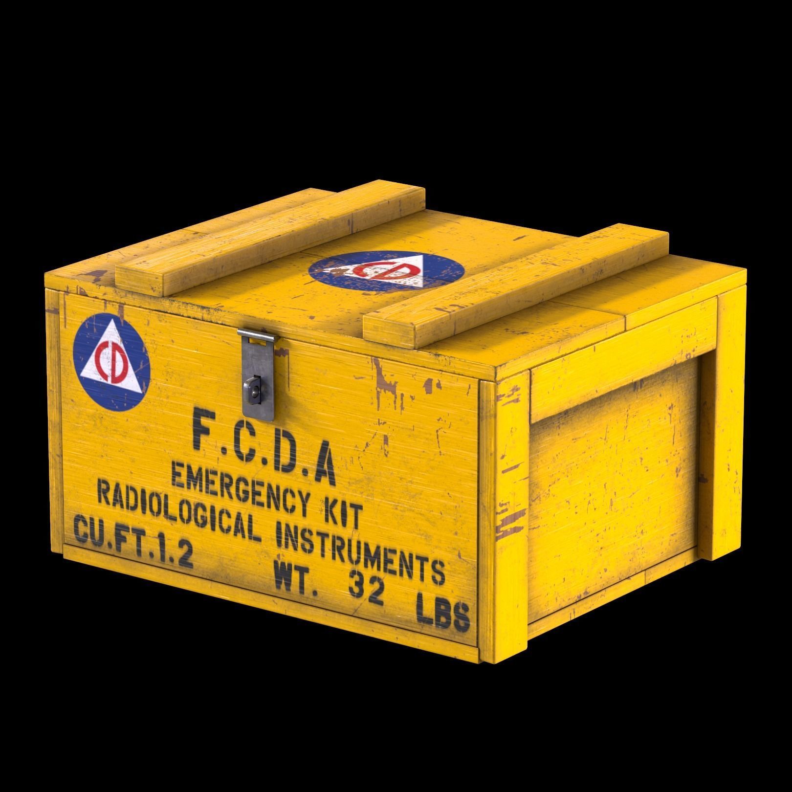 Wooden Civil Defense Crate Low-poly 3D model_3