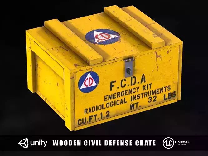 Wooden Civil Defense Crate Low-poly 3D model