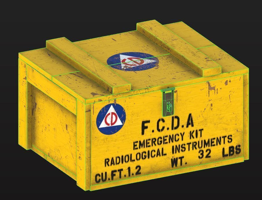 Wooden Civil Defense Crate Low-poly 3D model_7