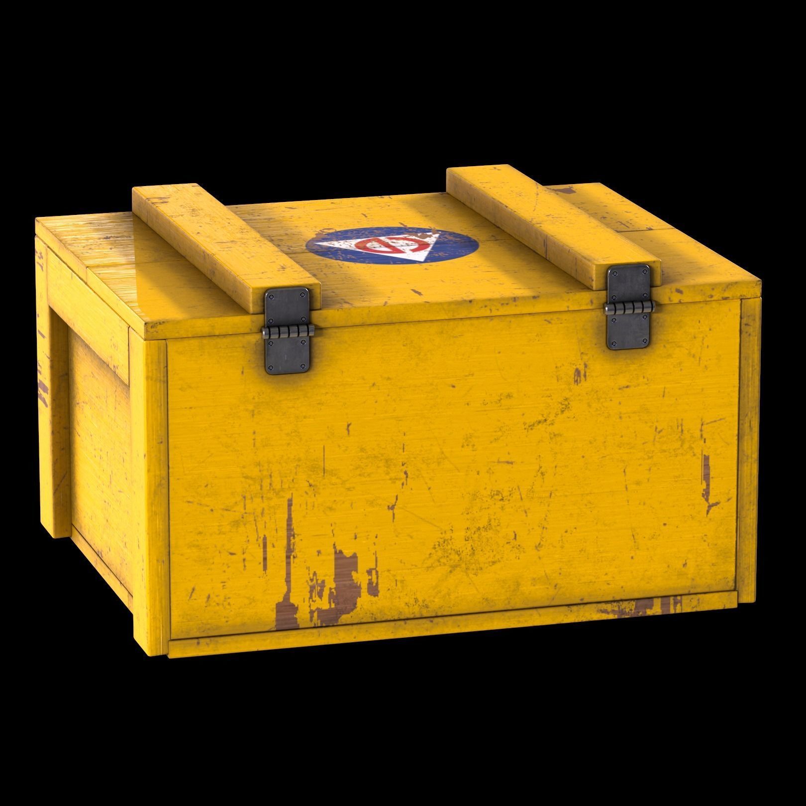 Wooden Civil Defense Crate Low-poly 3D model_5