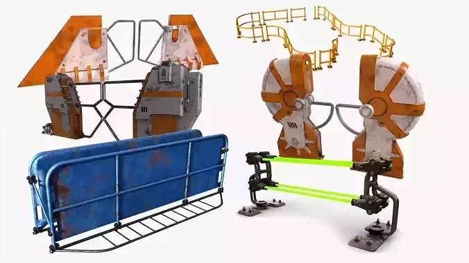 Turnstiles and Barricade 3D Model Collection