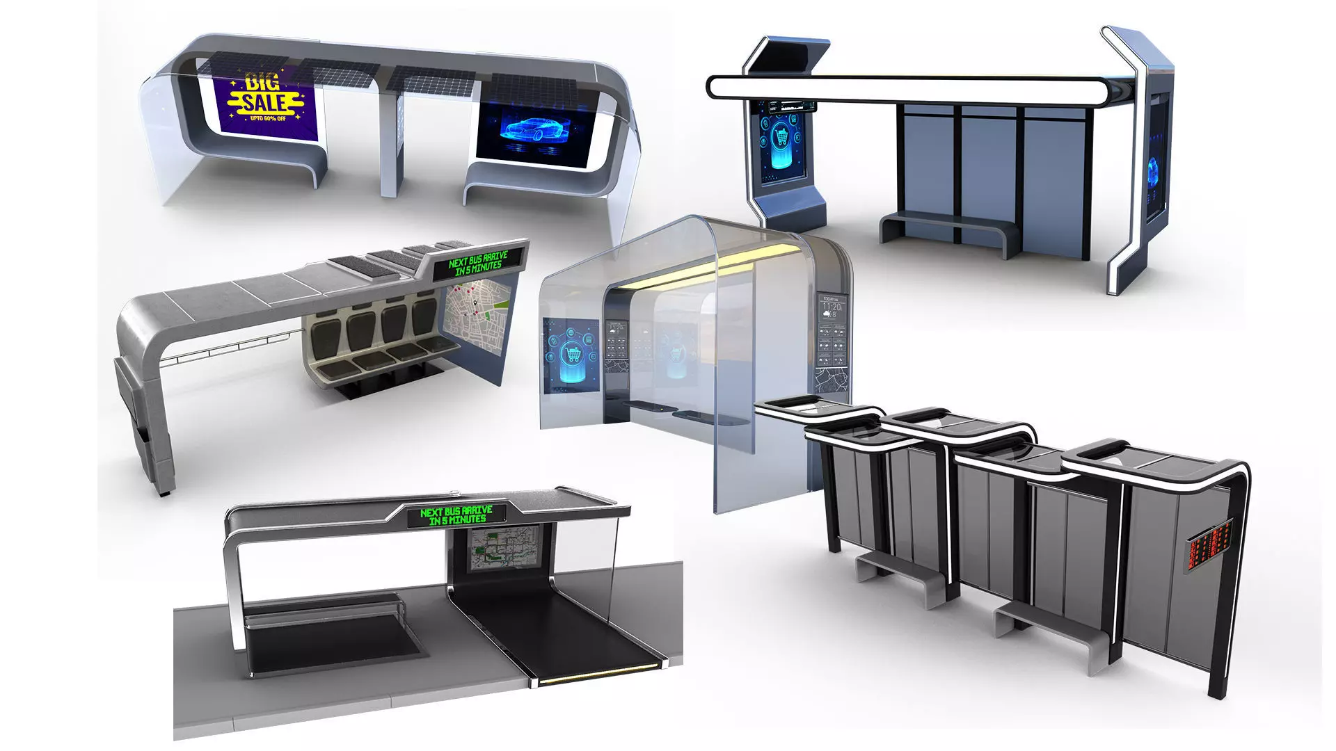 Bus Stops 3D Model Collection_0