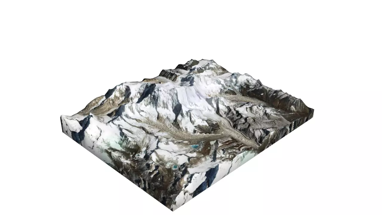 Gangkhar Puensum Mountain Low-poly 3D model_0