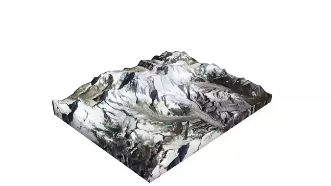 Gangkhar Puensum Mountain Low-poly 3D model Gangkhar Puensum Mountain Low-poly 3D model
