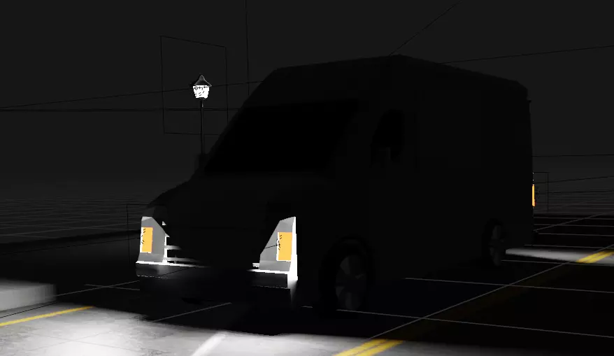A van truck street at night Free low-poly 3D model
