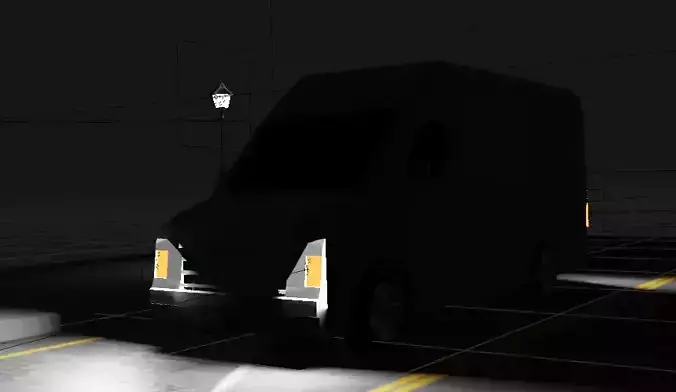 A van truck street at night