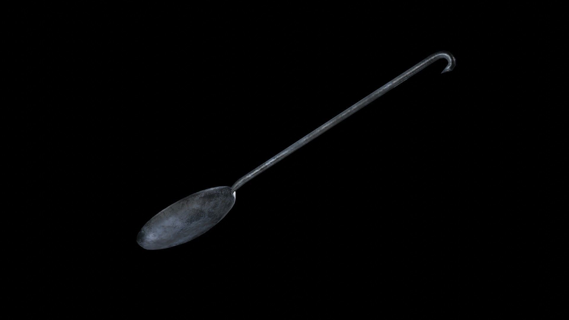 Medieval set of large spoons Low-poly 3D model_8