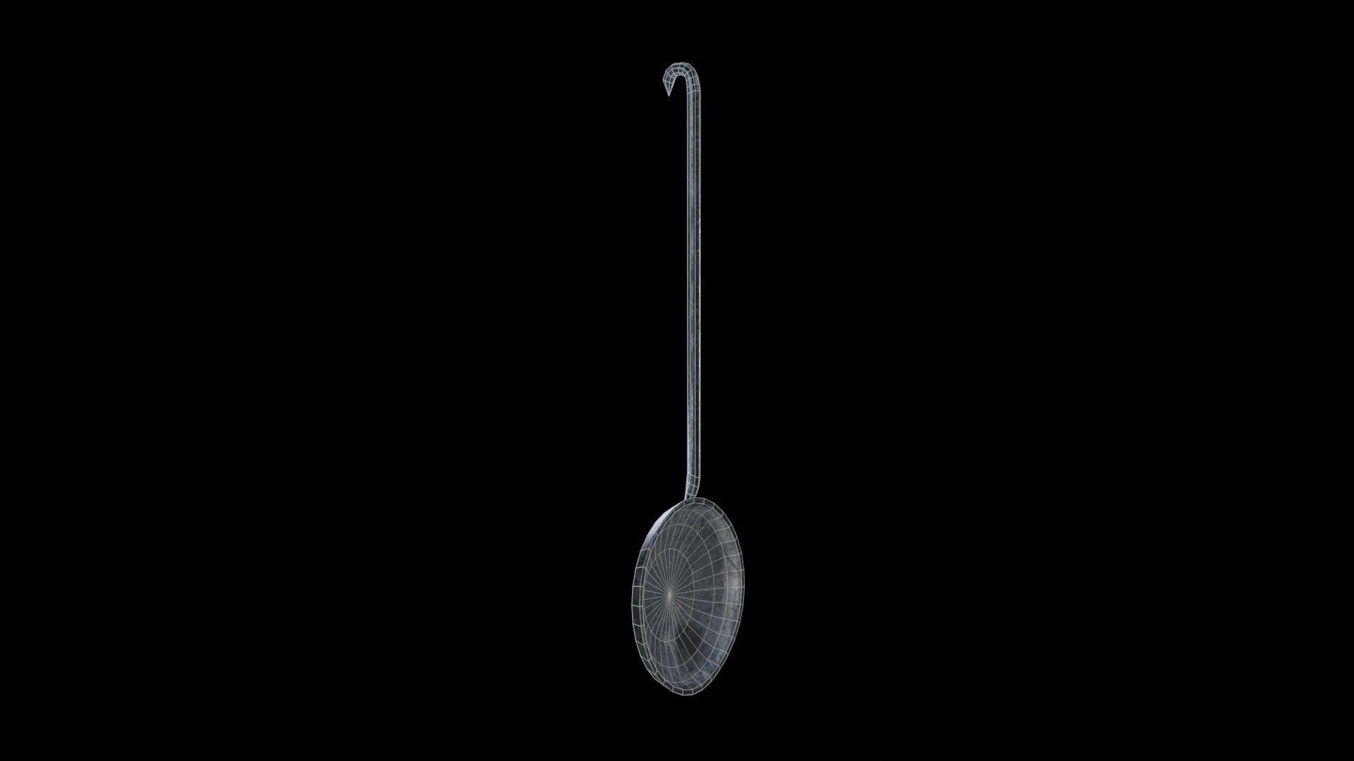 Medieval set of large spoons Low-poly 3D model_9