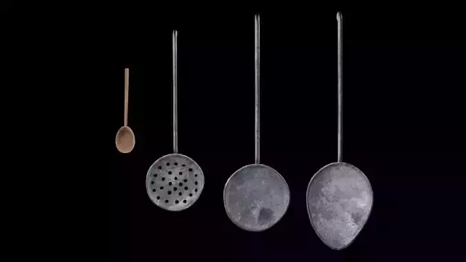 Medieval set of large spoons