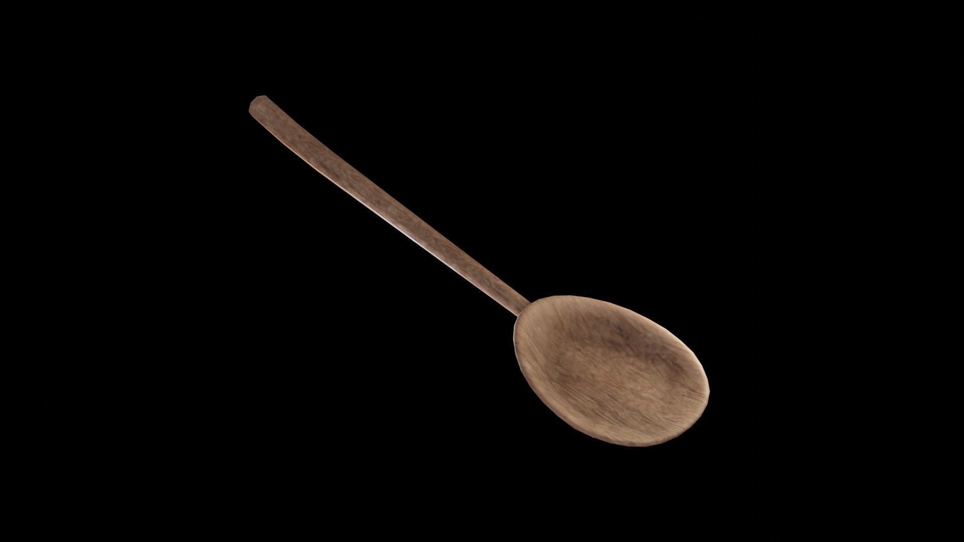 Medieval set of large spoons Low-poly 3D model_14