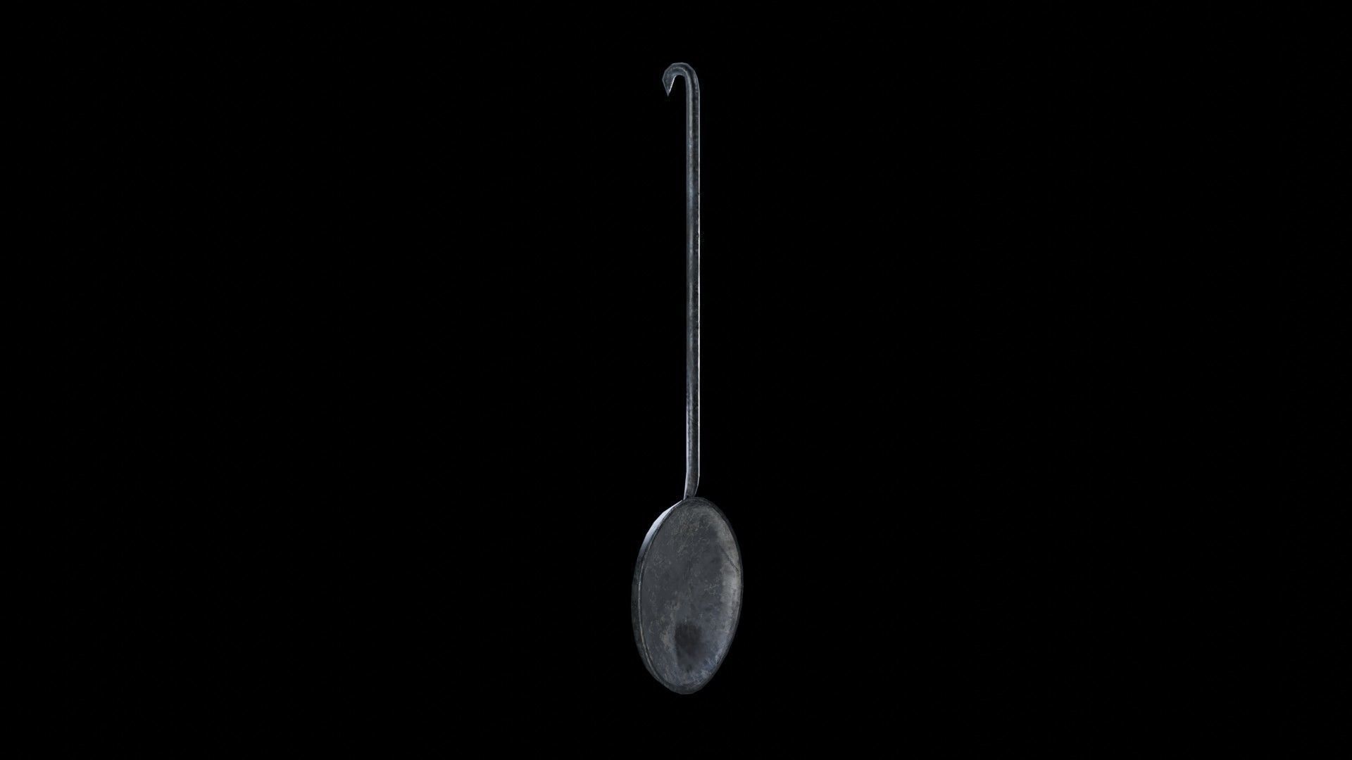 Medieval set of large spoons Low-poly 3D model_6